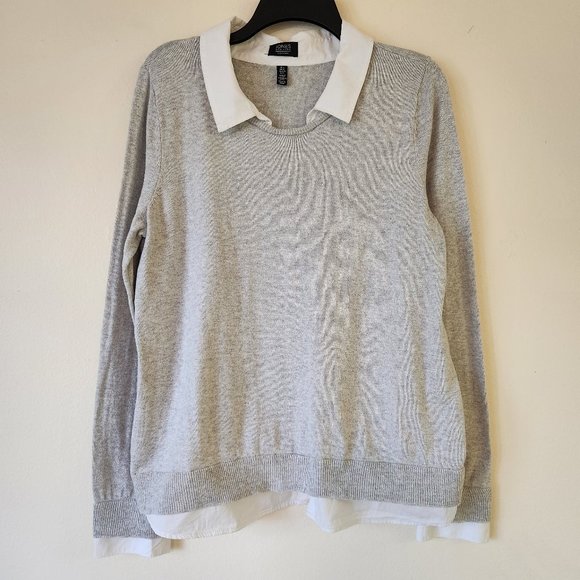 Grey Jones New York Ls Sweater Oxford Collar, Cuff, ShirtTails Large - Picture 2 of 12